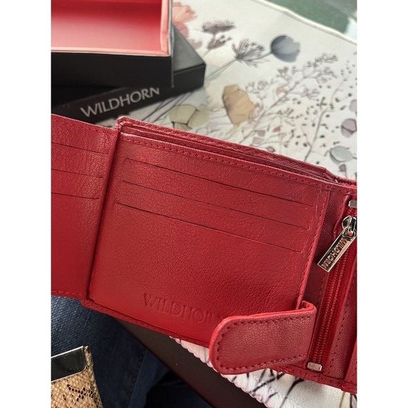 Red Genuine Leather Wallet Card Money Holder RFID Protection - Picture 5 of 7